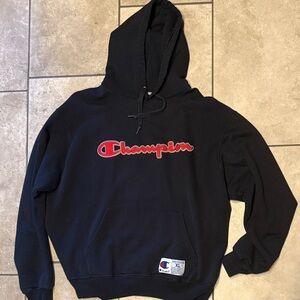 Champion Black Hoodie with Logo
